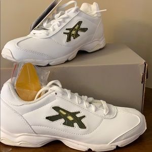 ASICS white cheer shoes